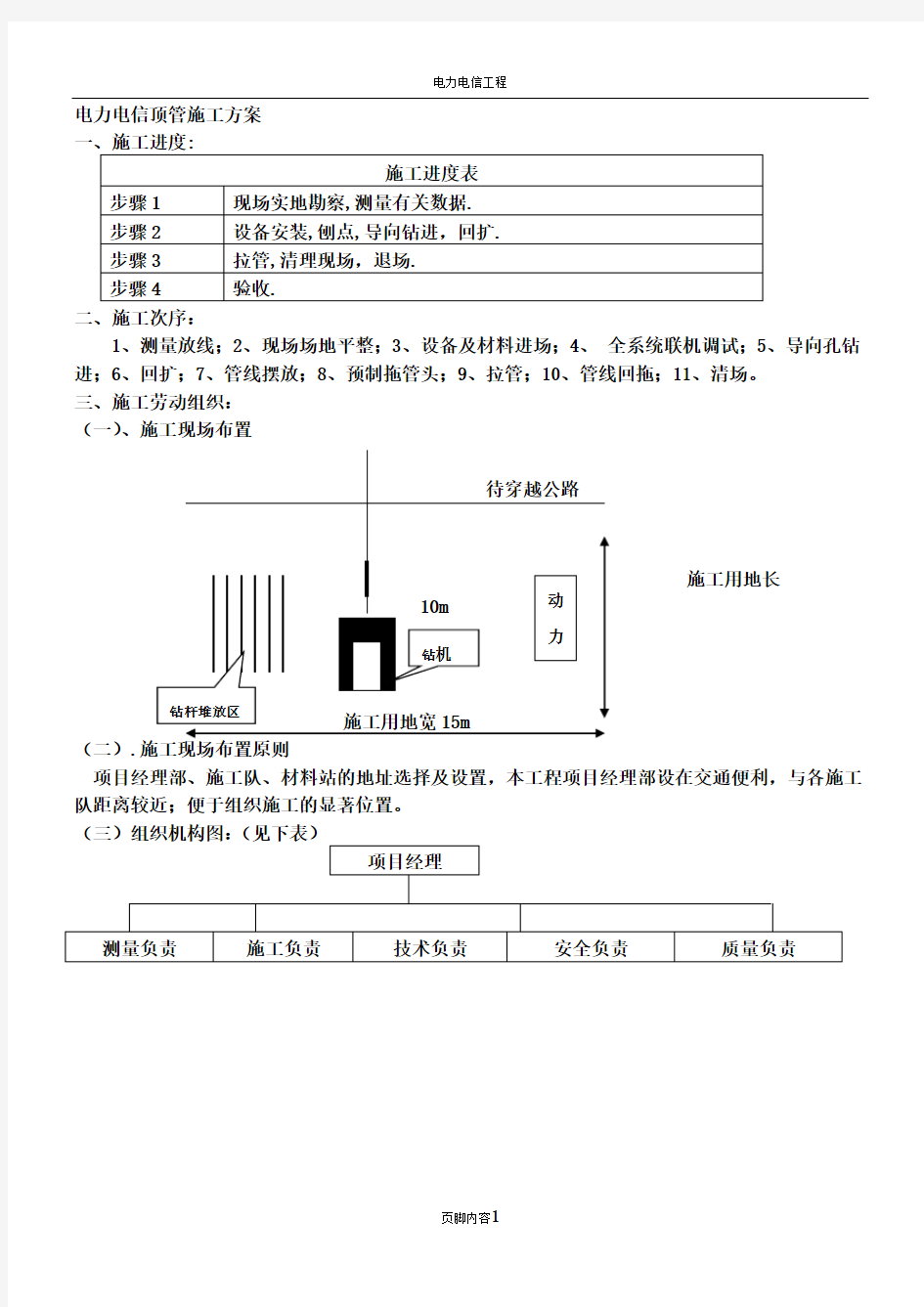 电力电信顶管施工方案