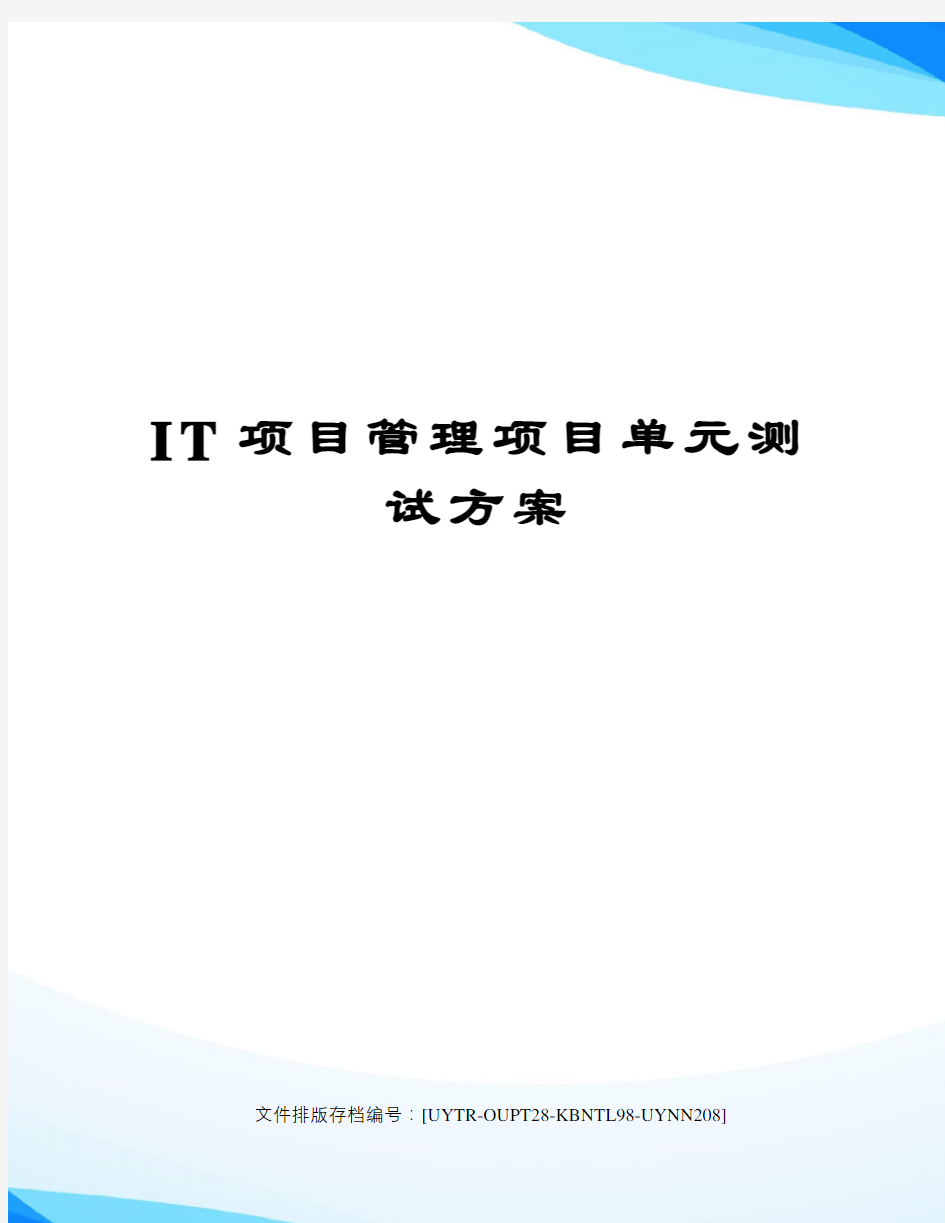 IT项目管理项目单元测试方案