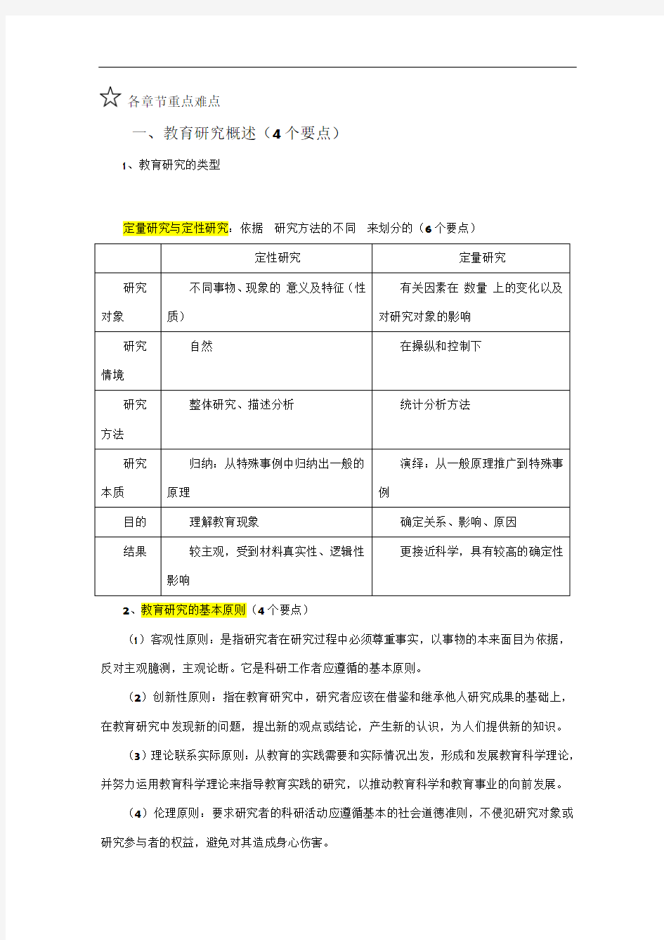 2016教育研究方法总结背诵版