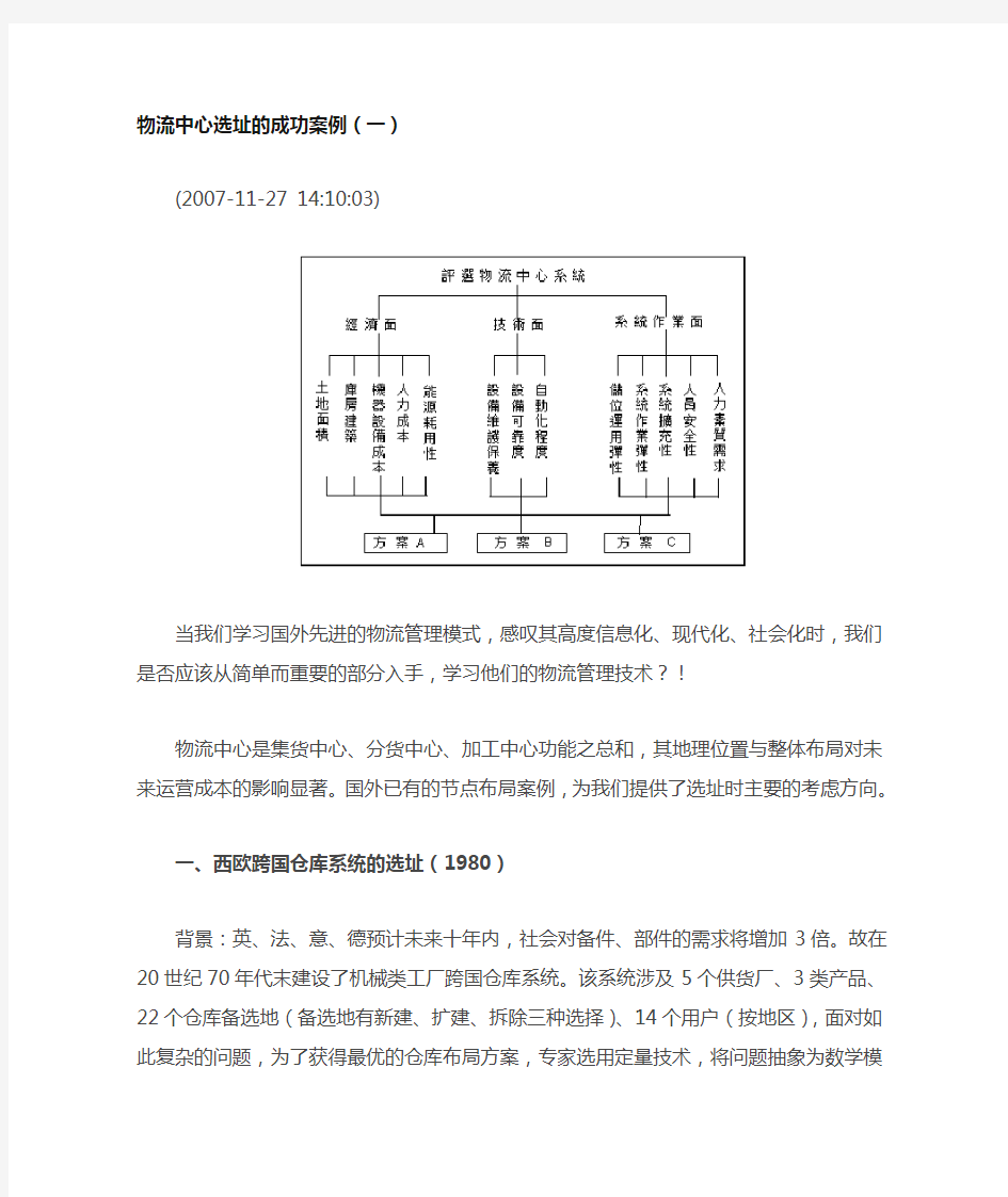 物流中心选址的成功案例