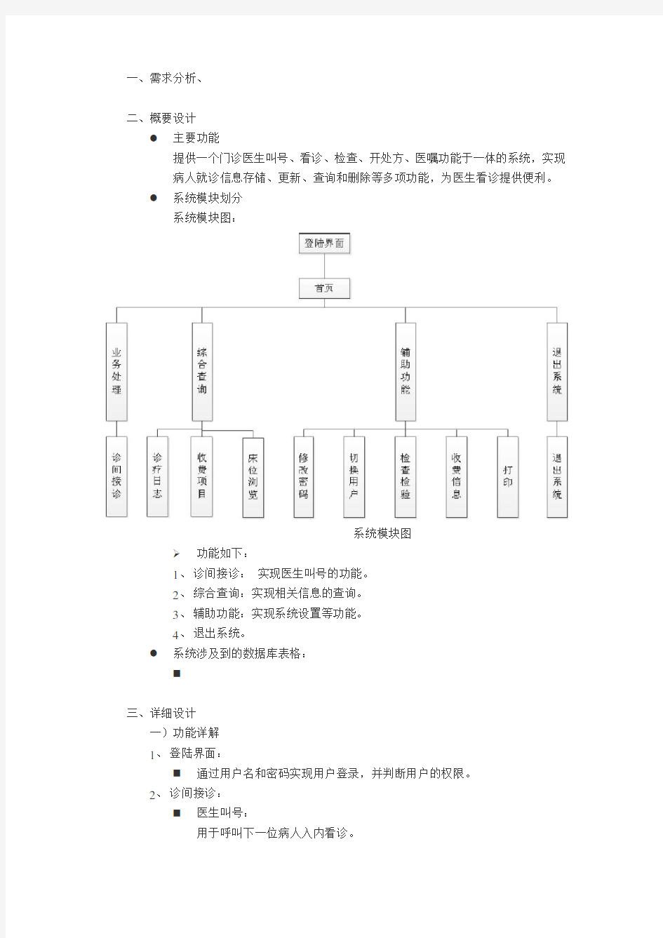 门诊医生工作站功能模块分析