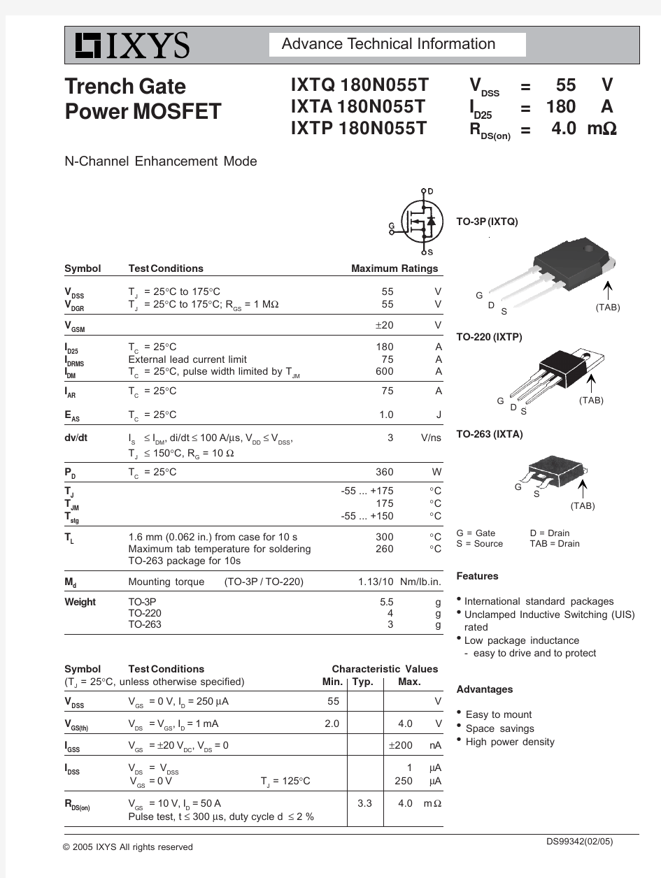 IXTP180N055T中文资料