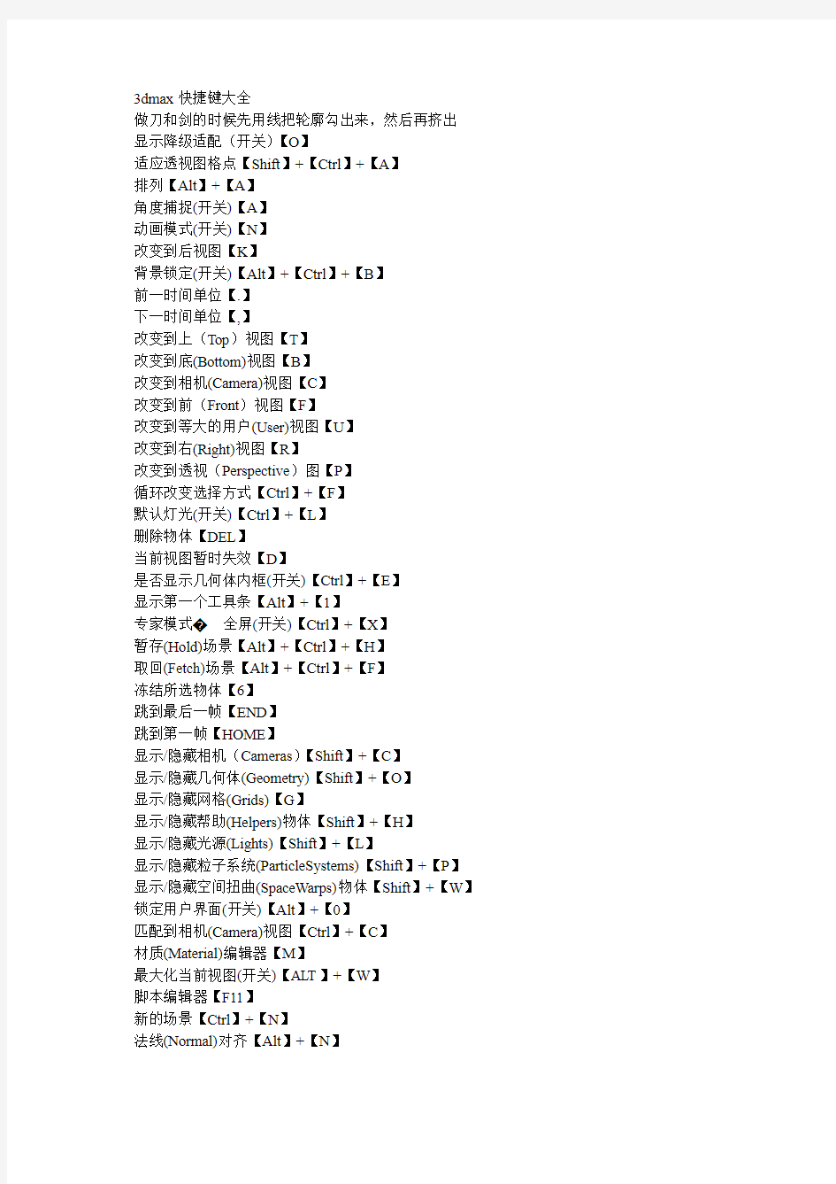3dmax快捷键大全