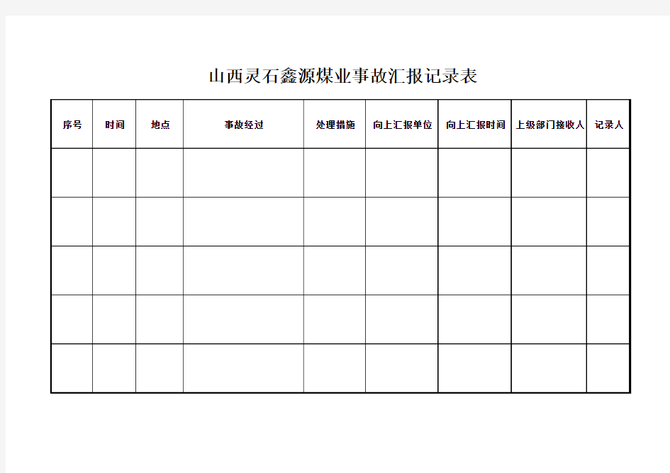 安全事故汇报记录表