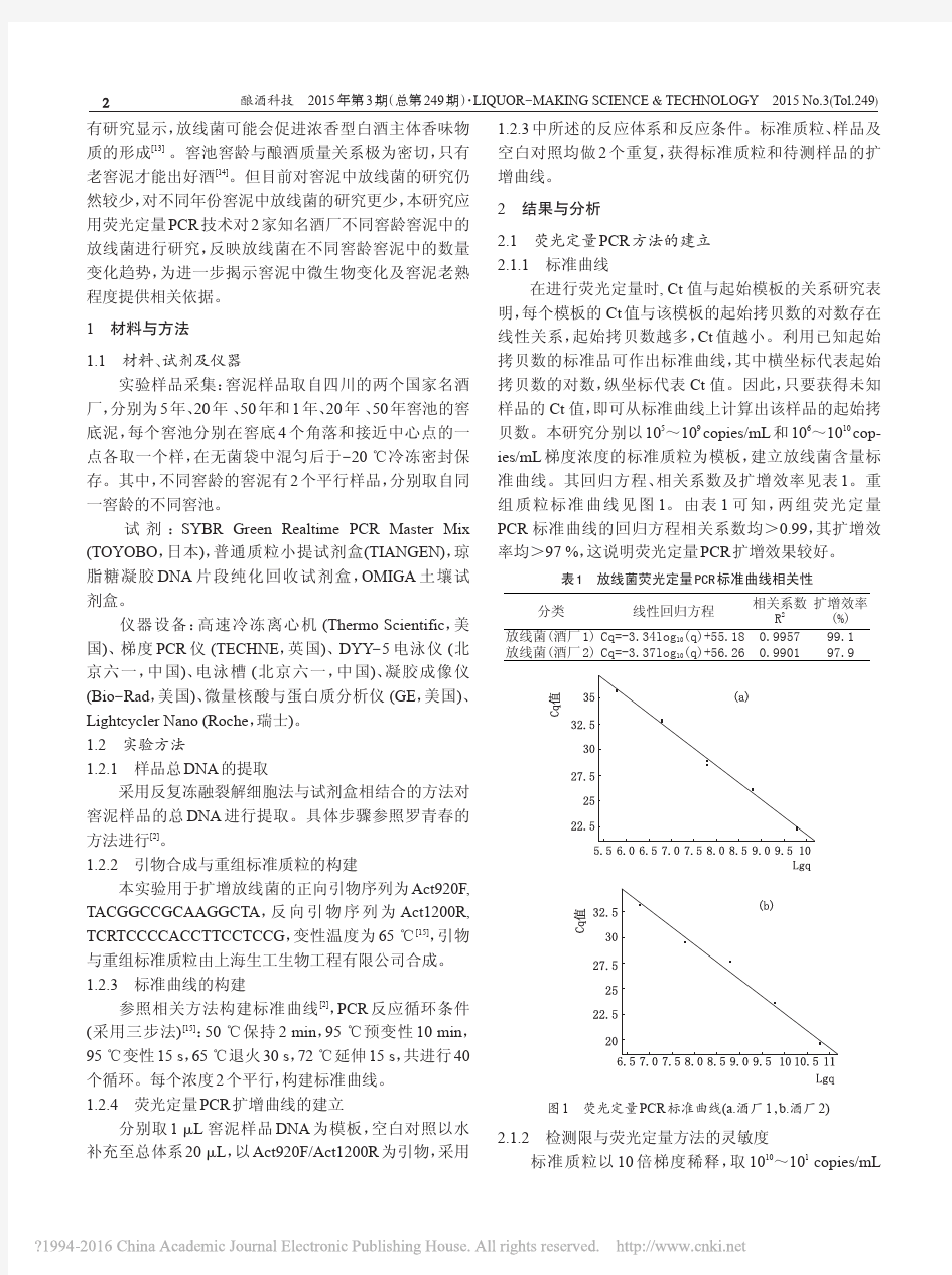 不同窖龄窖泥中放线菌的荧光定量PCR研究_裴乐乐