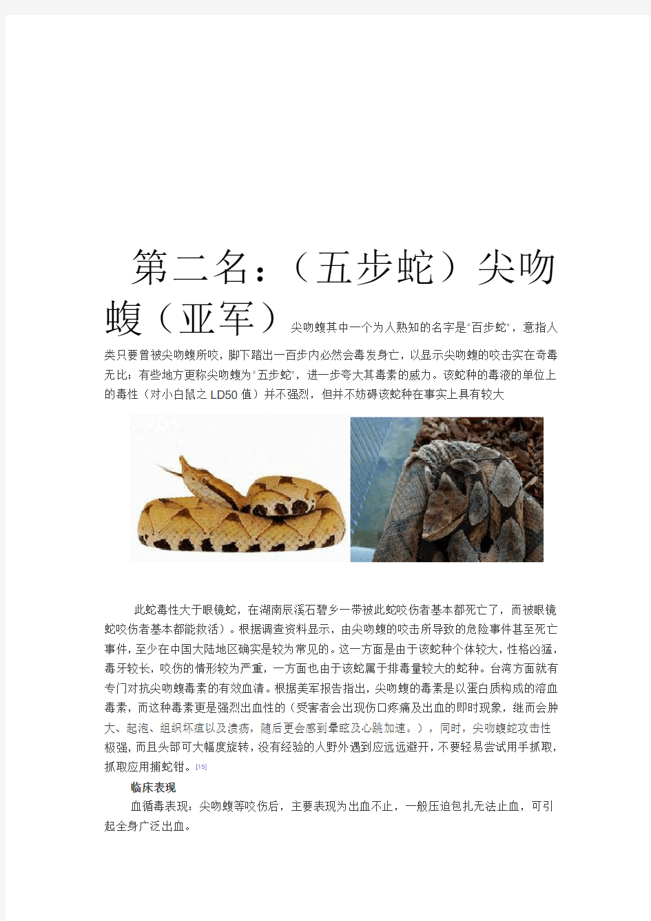 中国十大毒蛇排名