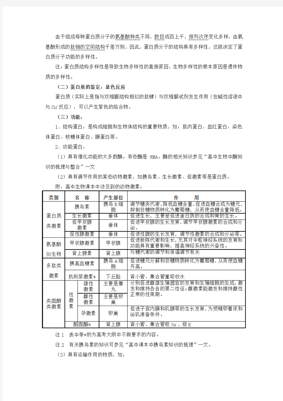 高考生物二轮复习蛋白质专题教学设计