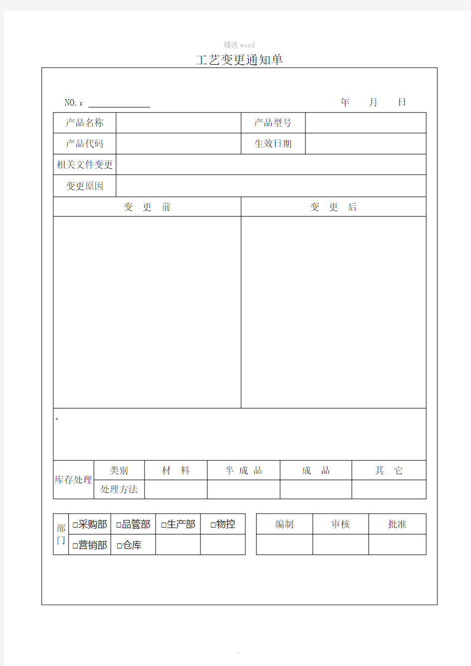 变更通知模板