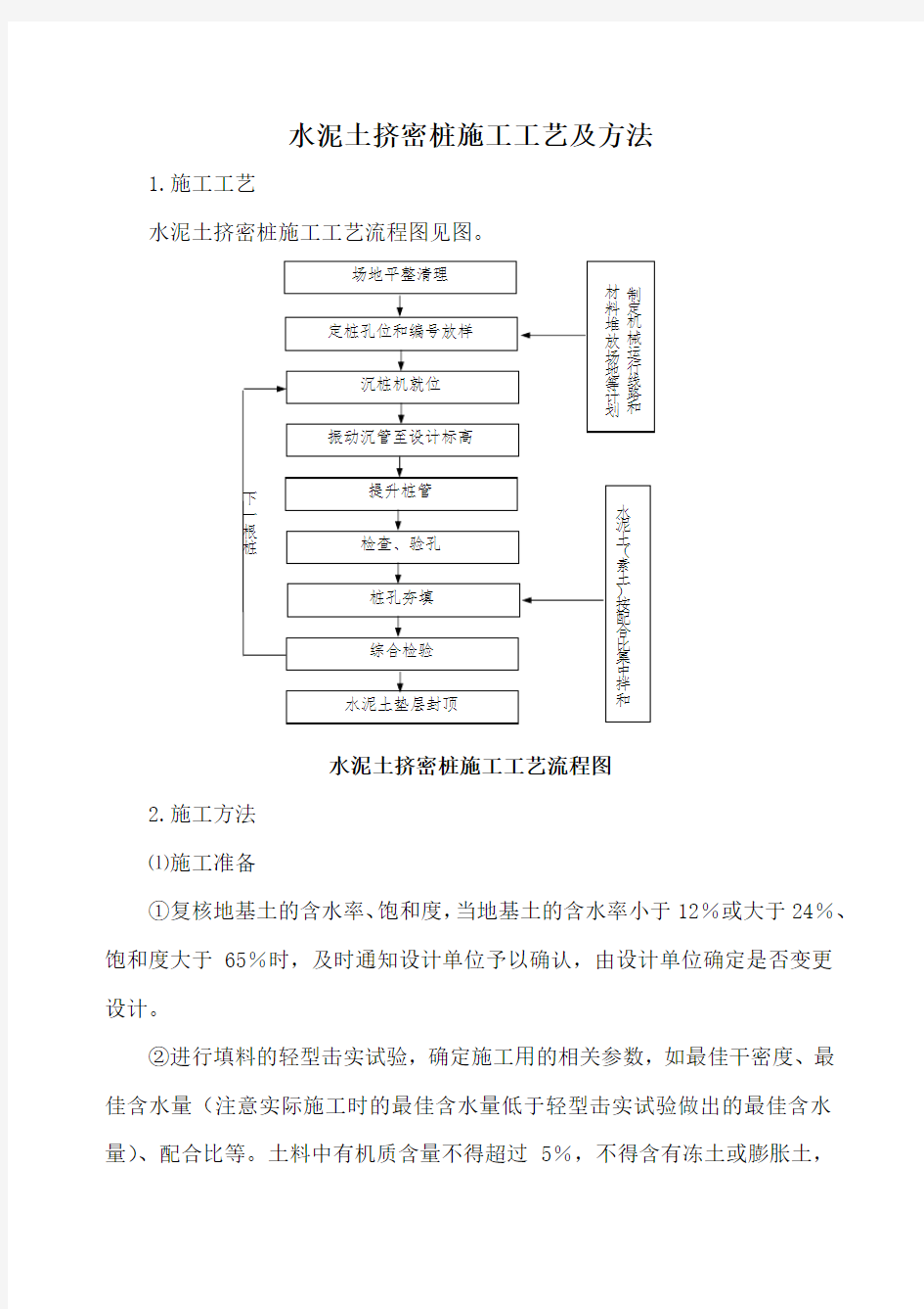 水泥土挤密桩施工工艺及方法