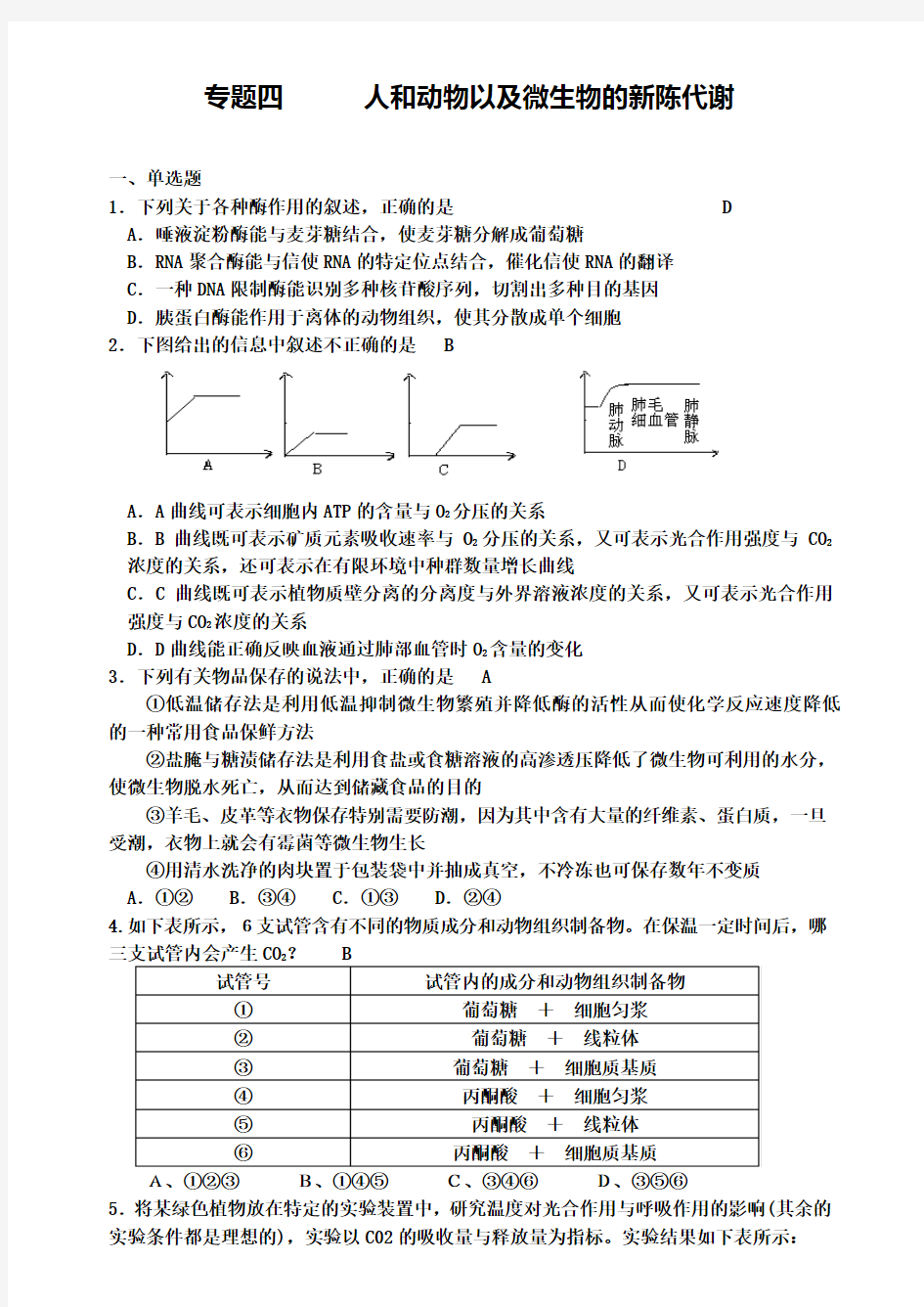 【含18套高考模拟卷】襄阳市第五中学高三生物人和动微生物的新陈代谢