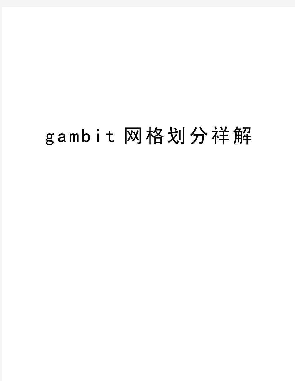 gambit网格划分祥解讲课稿