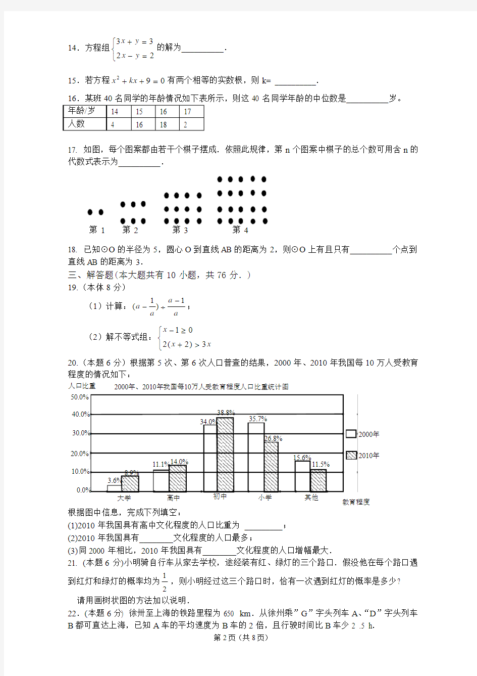 2011年江苏省徐州市中考数学试题(含答案)