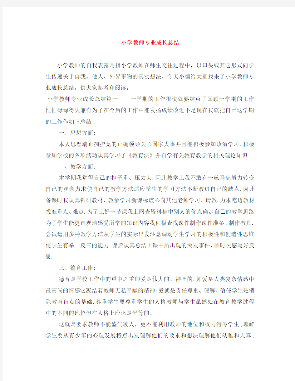 小学教师专业成长总结